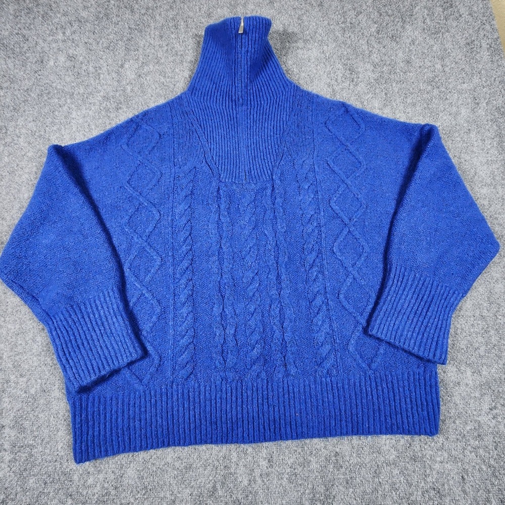 A New Day Blue Cable Knit Quarter Zip Turtleneck Sweater XXL NWT